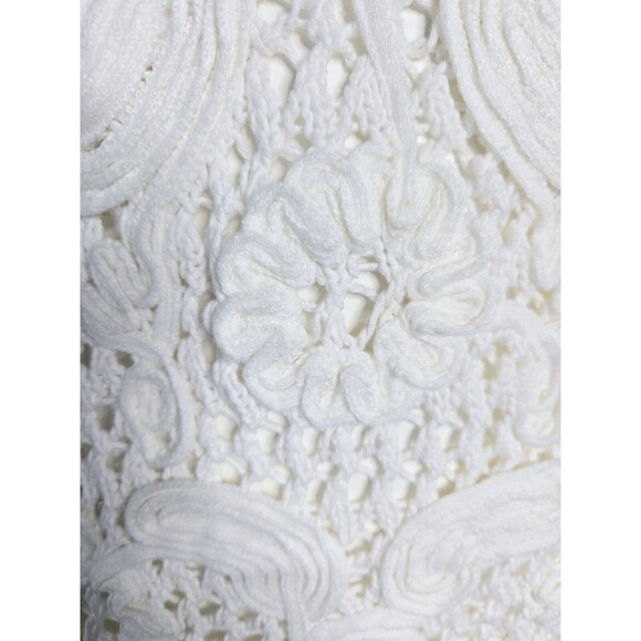 Christopher & Banks White Crochet Cotton Knit Flower Sweater Size Medium - Picture 6 of 15